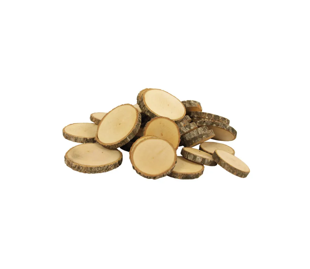 Tout Pour le Jeu 50 à 80 grosses Rondelles en bois brut avec écorce - 1 kg