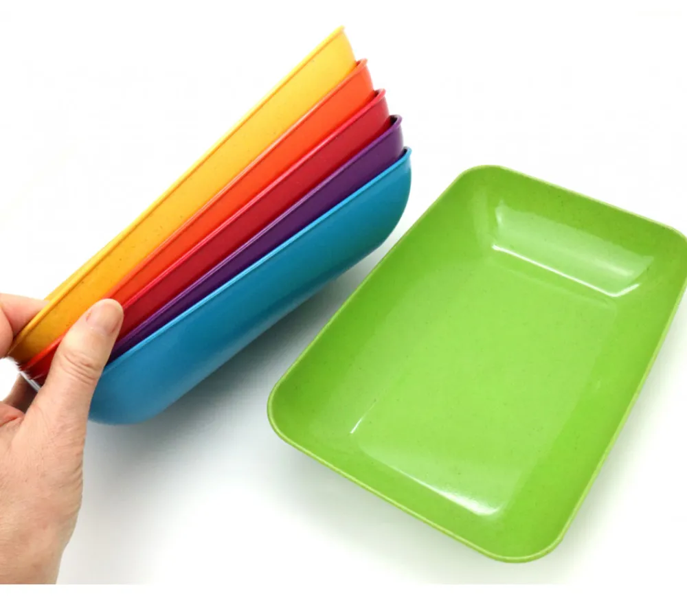 Tout Pour le Jeu 6 grandes barquettes plateaux colorés Bioplastique 23 x 14.9 x 4 cm GM