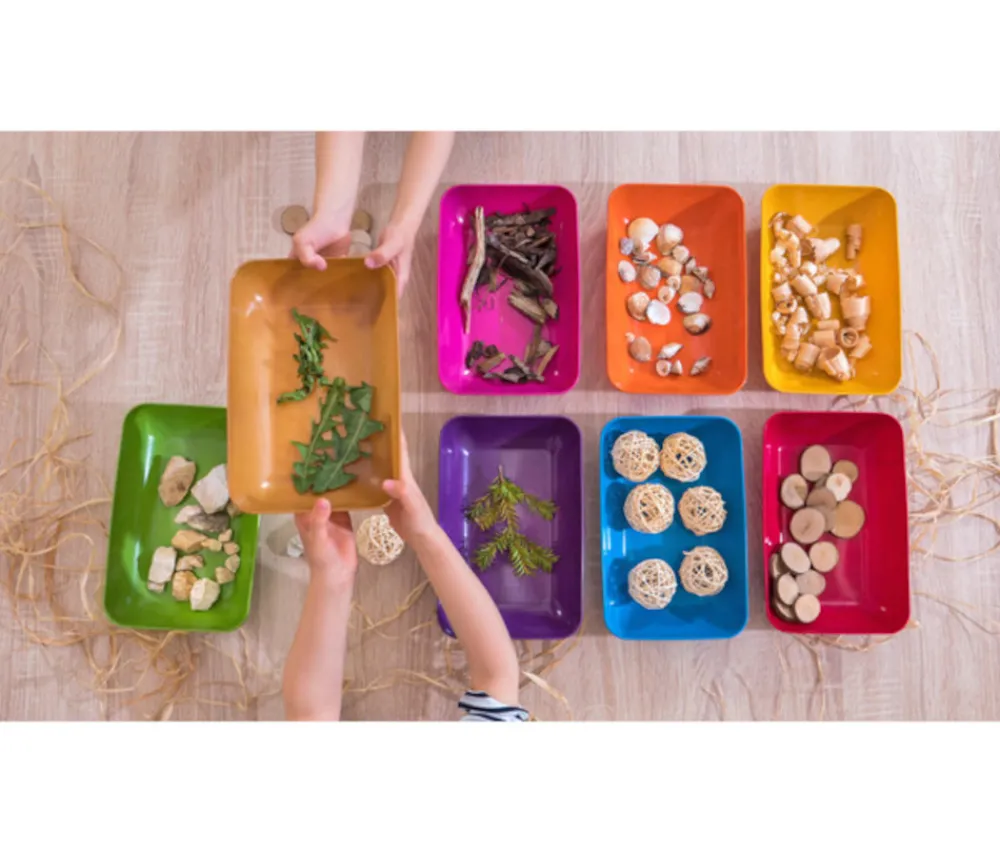 Tout Pour le Jeu 6 grandes barquettes plateaux colorés Bioplastique 23 x 14.9 x 4 cm GM
