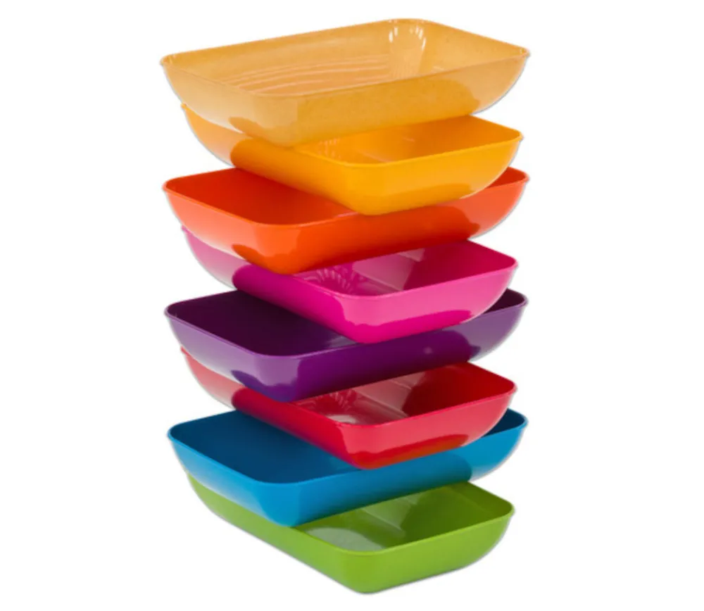 Tout Pour le Jeu 6 grandes barquettes plateaux colorés Bioplastique 23 x 14.9 x 4 cm GM