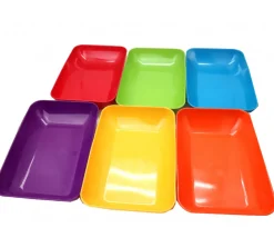 Tout Pour le Jeu 6 grandes barquettes plateaux colorés Bioplastique 23 x 14.9 x 4 cm GM