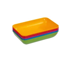 Tout Pour le Jeu 6 grandes barquettes plateaux colorés Bioplastique 23 x 14.9 x 4 cm GM