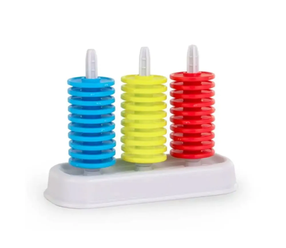 Tout Pour le Jeu 4 Abaques de tri - 4 Socles 3 tiges + 120 jetons à enfiler - petit boulier