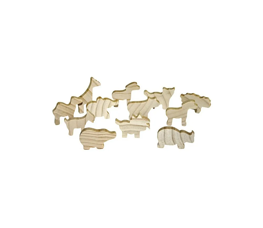 Tout Pour le Jeu 12 Animaux en bois brut à peindre