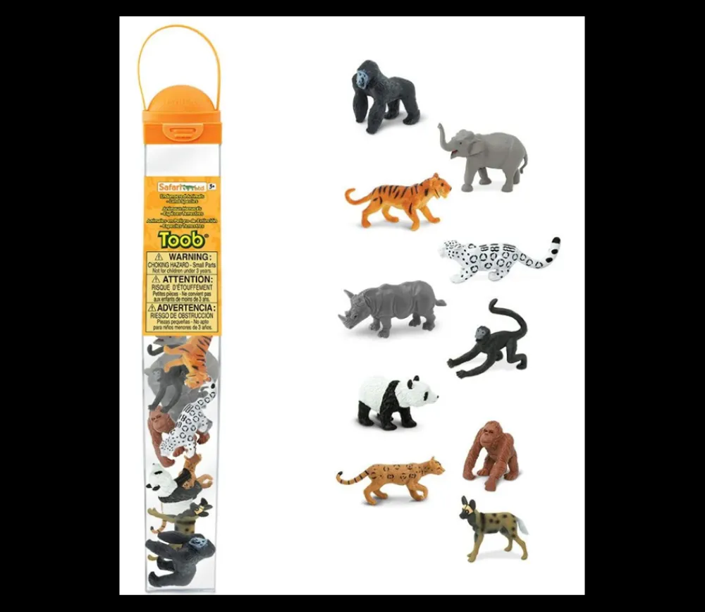 Tout Pour le Jeu 10 Animaux en danger - espèces terrestres menacées dans un tube de rangement