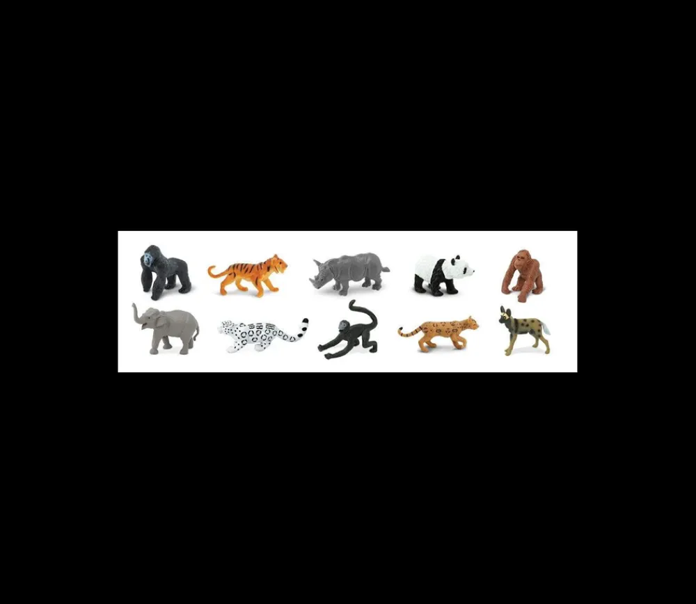 Tout Pour le Jeu 10 Animaux en danger - espèces terrestres menacées dans un tube de rangement