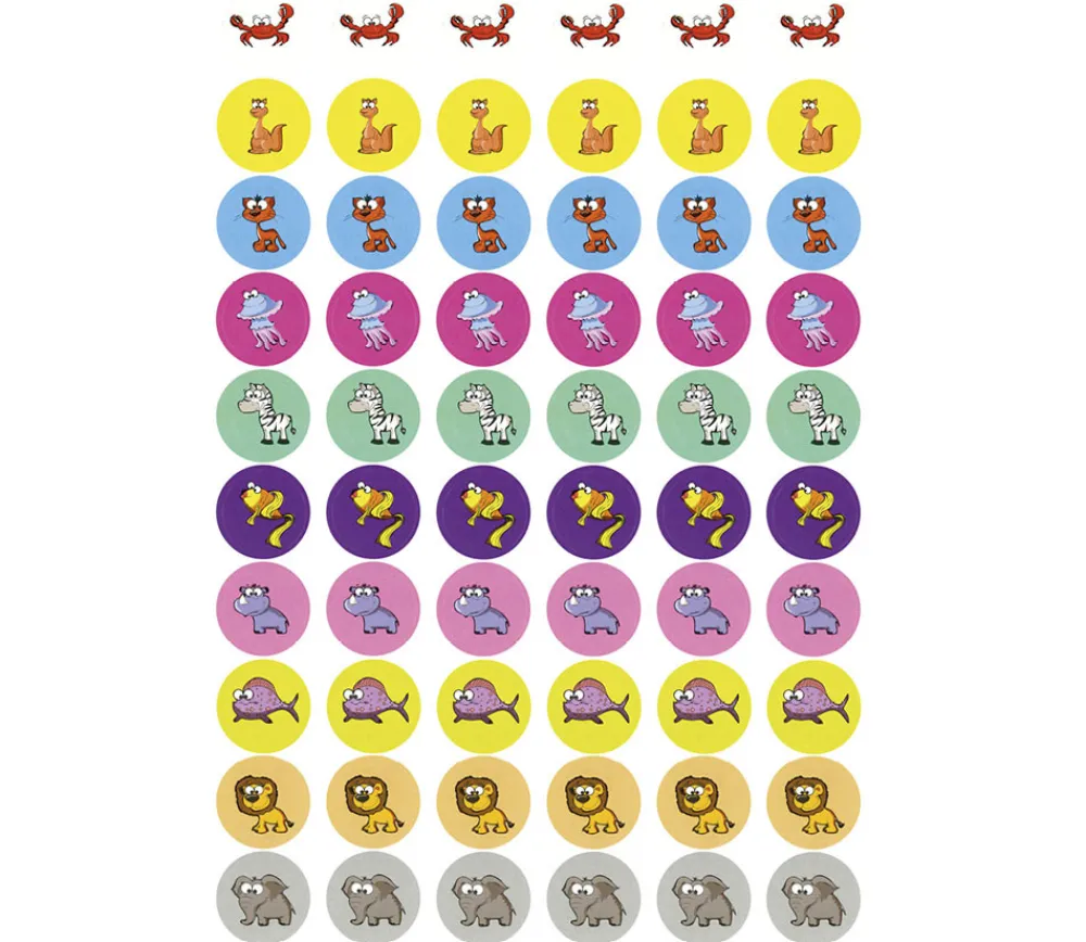 Tout Pour le Jeu 240 autocollants stickers animaux ronds 2.5 cm