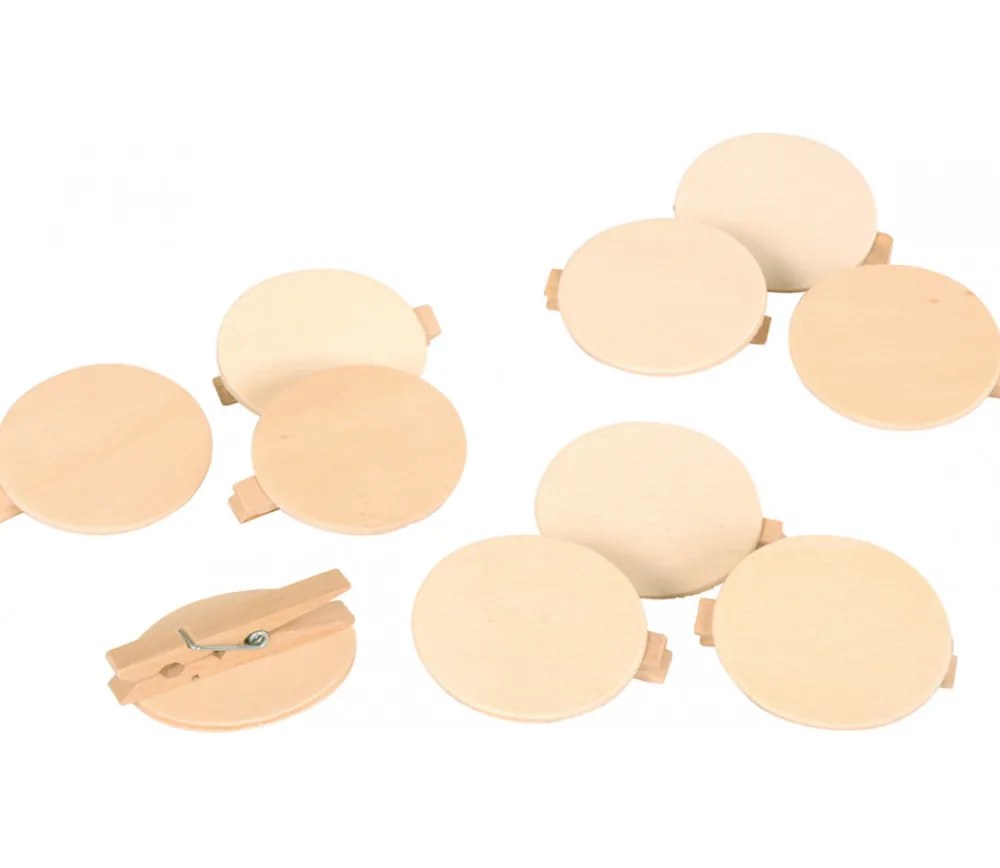 Tout Pour le Jeu 10 Badges neutres en bois 5 cm avec pince à personnaliser