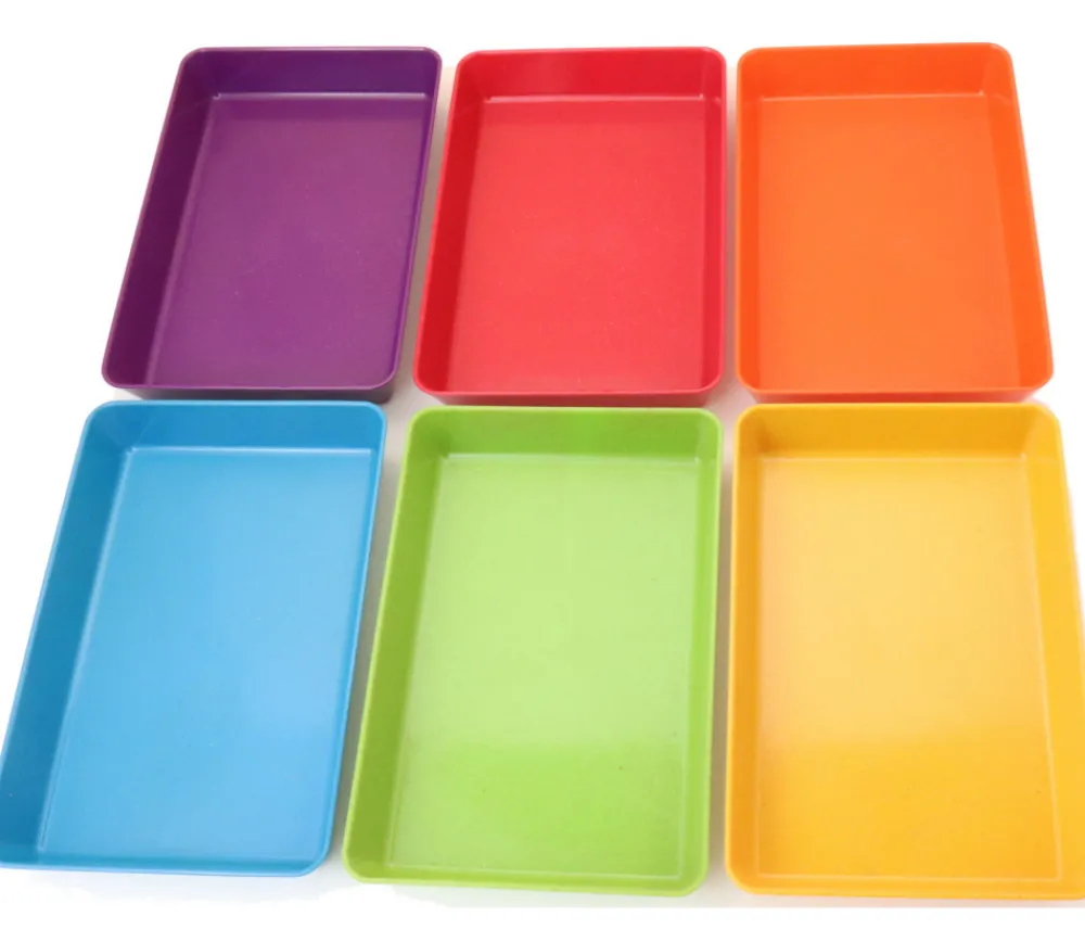 Tout Pour le Jeu 6 barquettes plateaux colorés Bioplastique 12 x 18 x 2.5 cm PM