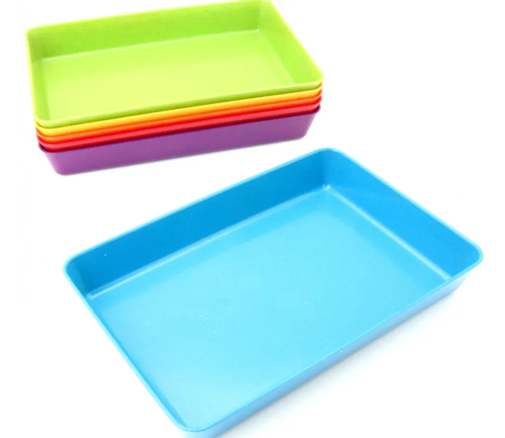 Tout Pour le Jeu 6 barquettes plateaux colorés Bioplastique 12 x 18 x 2.5 cm PM