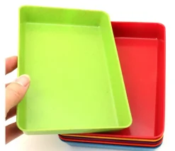 Tout Pour le Jeu 6 barquettes plateaux colorés Bioplastique 12 x 18 x 2.5 cm PM