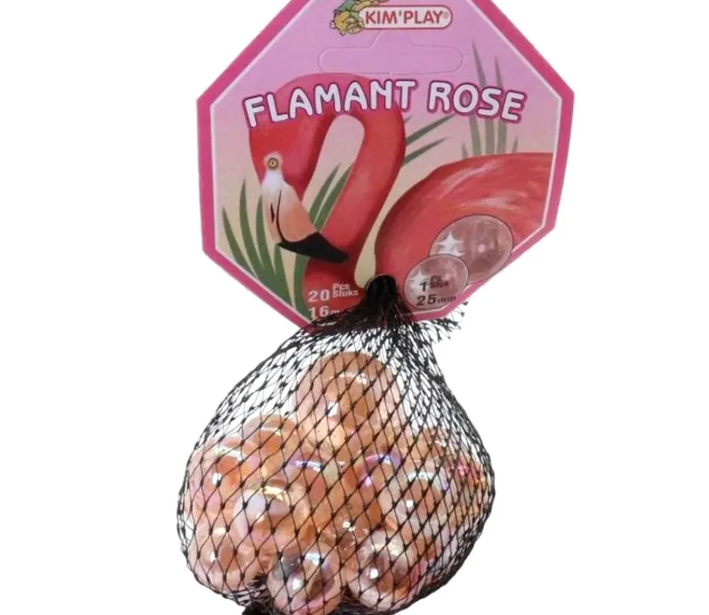 Tout Pour le Jeu 20 Billes flamant rose 16 mm + 1 calot 25 mm -