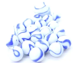 Tout Pour le Jeu 20 Billes ozone bleues et blanches 16 mm + 1 calot 25 mm