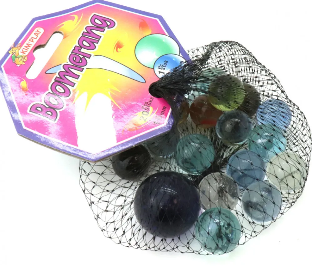 Tout Pour le Jeu 20 Billes translucides colorées - Boomerang 16 mm + 1 calot