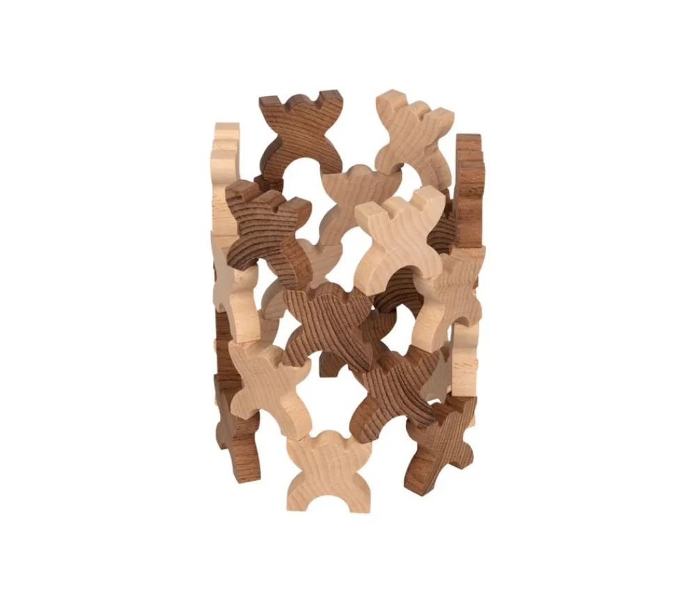 Tout Pour le Jeu 48 Bonhommes X meeple 4.2 cm à empiler en bois marron et naturel