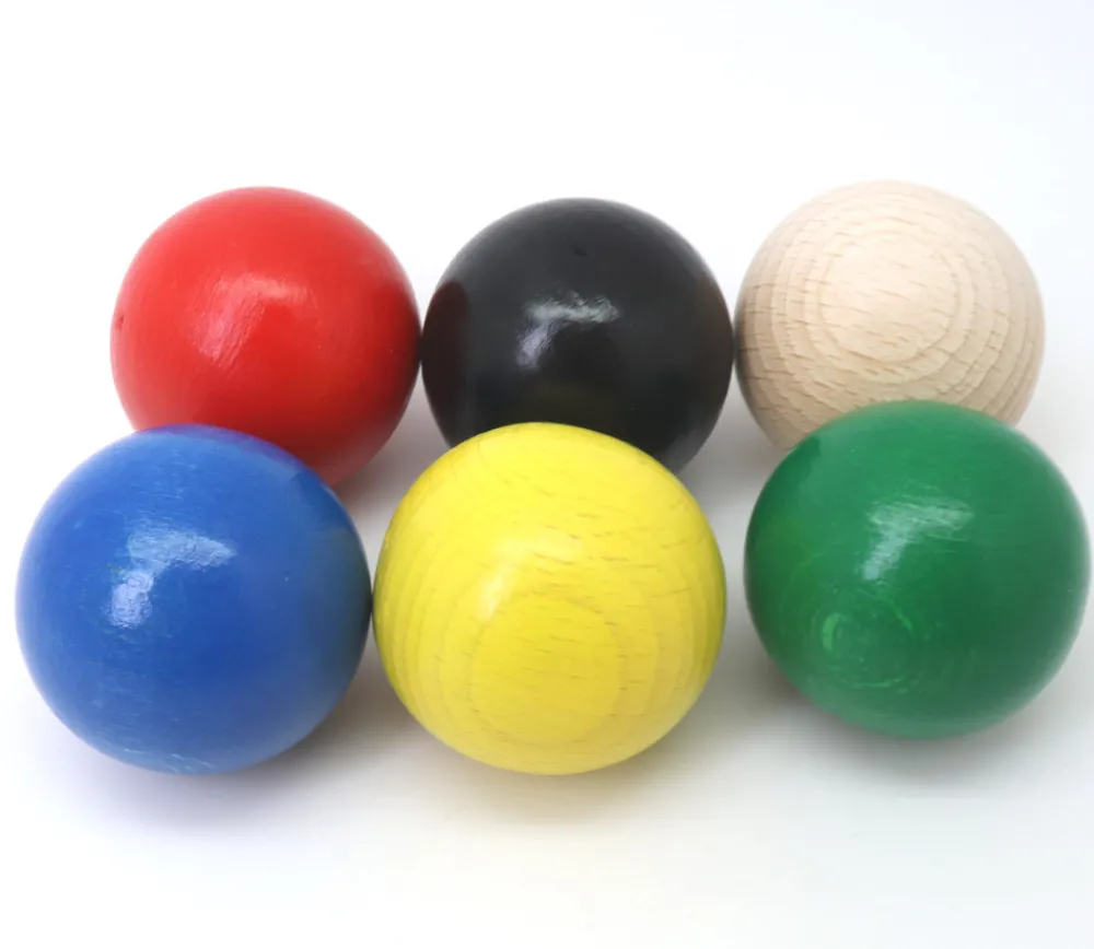 Tout Pour le Jeu 6 boules 4 cm en bois multicolores 6 couleurs pour jeux