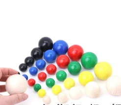 Tout Pour le Jeu 6 boules 4 cm en bois multicolores 6 couleurs pour jeux