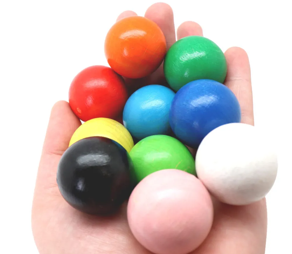 Tout Pour le Jeu 10 boules bois 3 cm multicolores - billes hêtre diamètre 30 mm