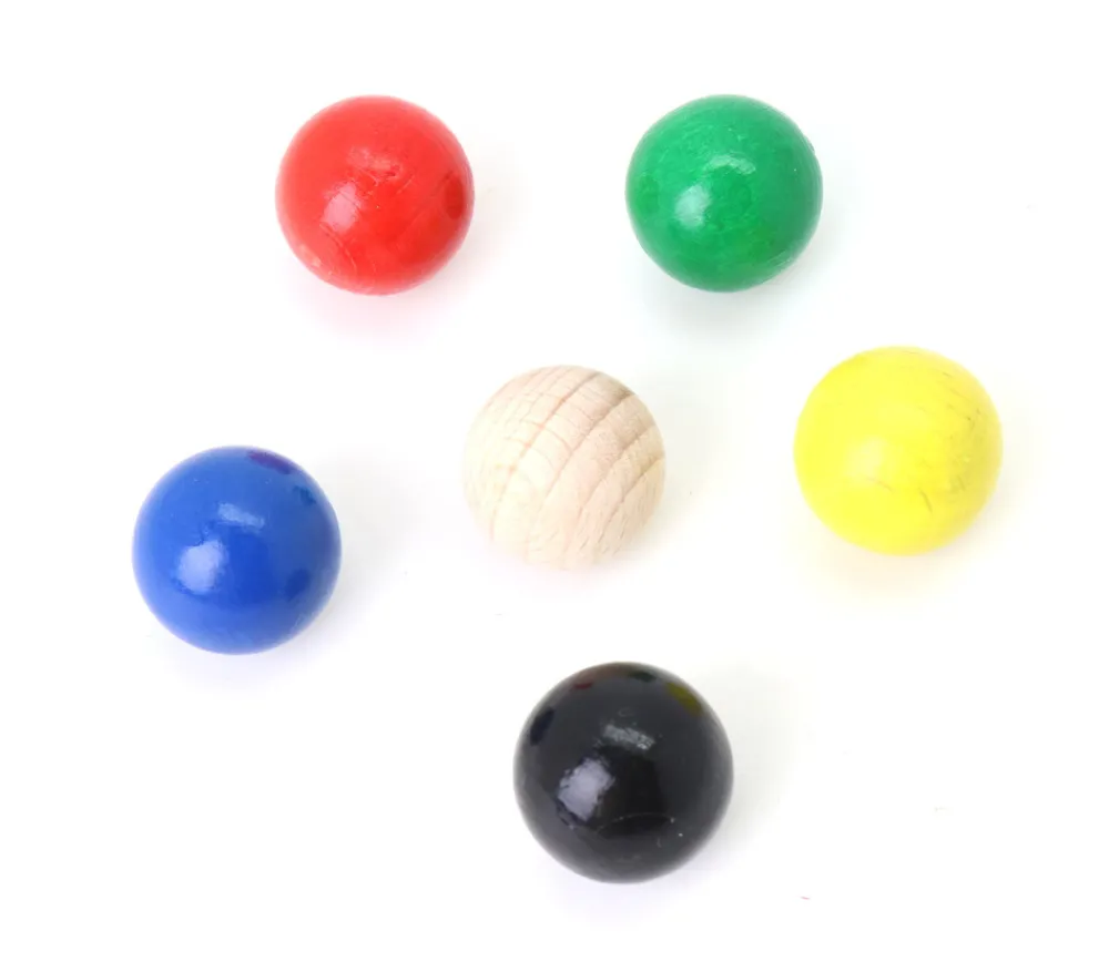 Tout Pour le Jeu 6 boules en bois 2 cm multicolores - 6 couleurs pour jeux 20 mm