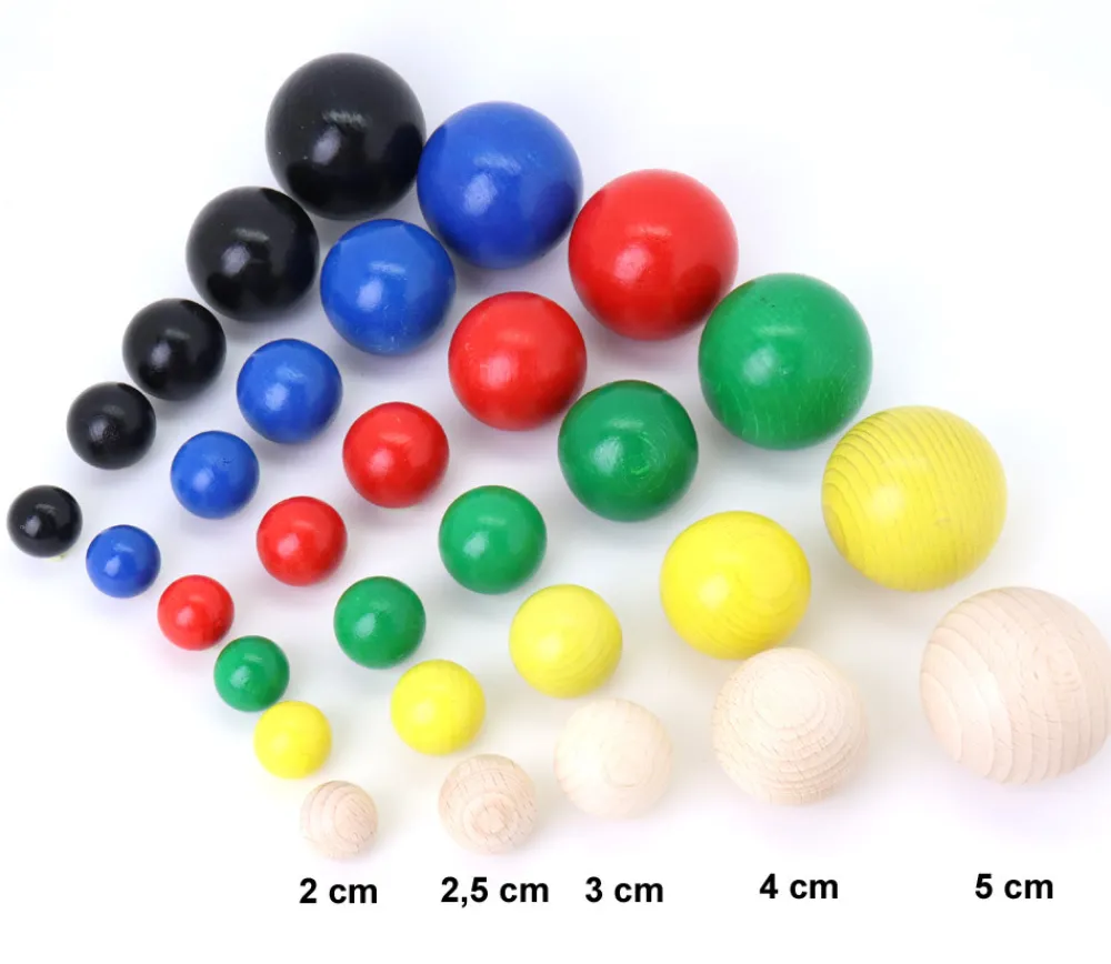 Tout Pour le Jeu 6 boules en bois 2 cm multicolores - 6 couleurs pour jeux 20 mm