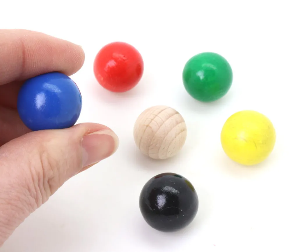 Tout Pour le Jeu 6 boules en bois 2 cm multicolores - 6 couleurs pour jeux 20 mm