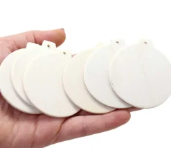 Tout Pour le Jeu 6 boules en bois plates à décorer et suspendre 6 cm