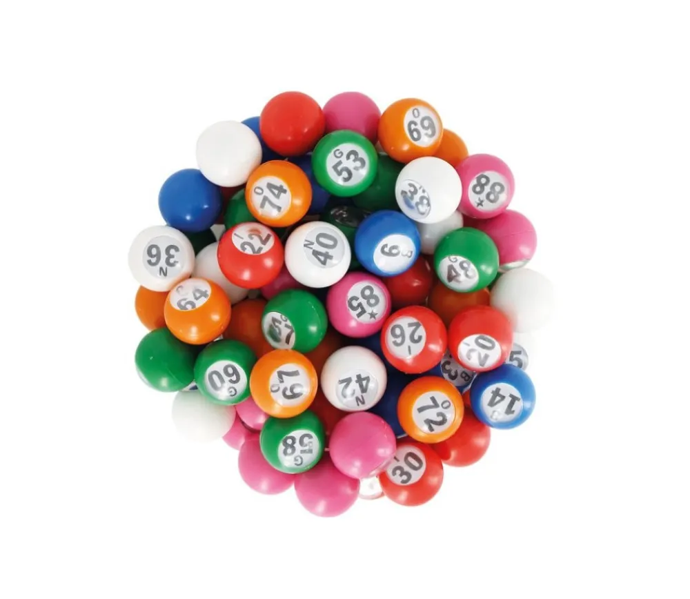 Tout Pour le Jeu 90 boules loto 22 mm de diamètre numérotées en plastique coloré