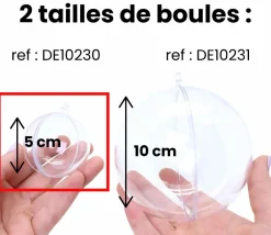 Tout Pour le Jeu 5 Boules plastique cristal 5 cm à remplir et suspendre