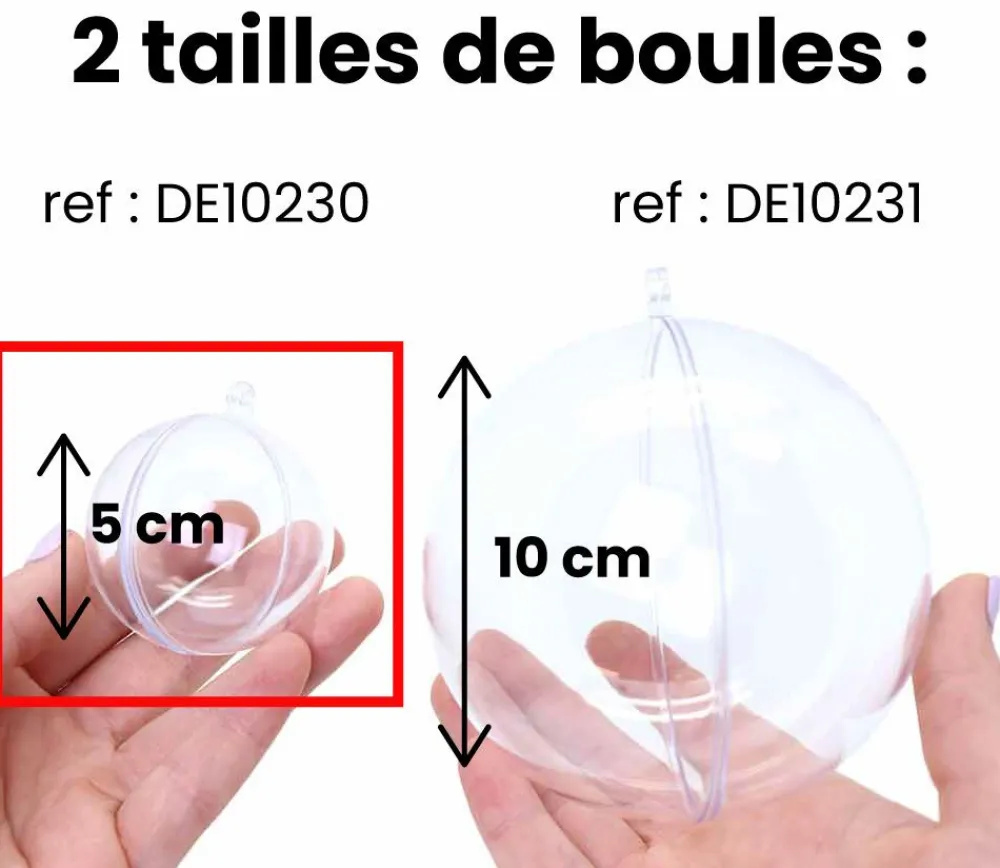 Tout Pour le Jeu 5 Boules plastique cristal 5 cm à remplir et suspendre