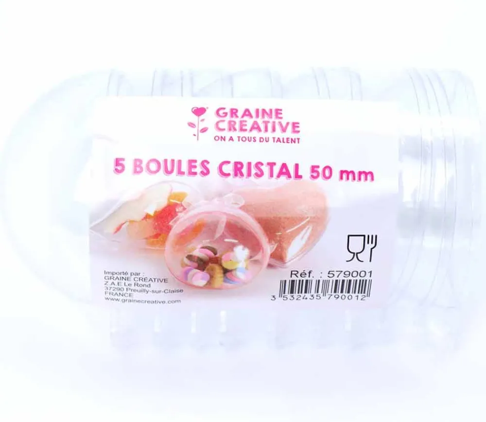 Tout Pour le Jeu 5 Boules plastique cristal 5 cm à remplir et suspendre