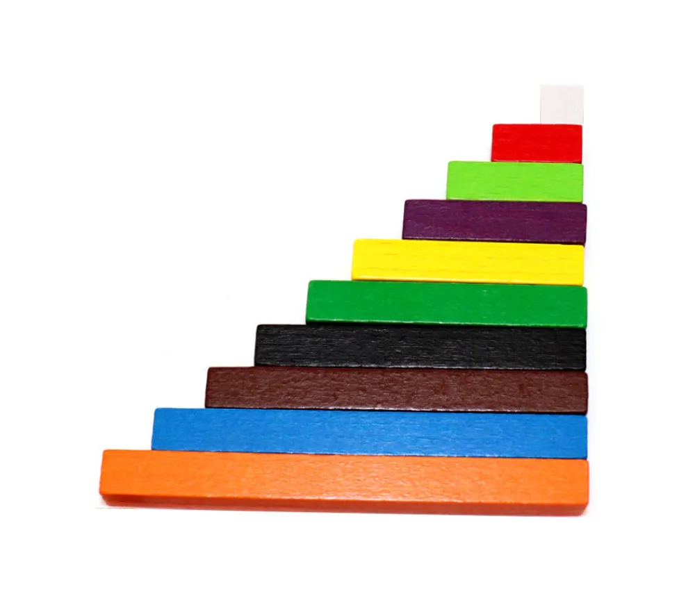 Tout Pour le Jeu 10 bâtonnets colorés bois de 1 à 10 cm - Cuisenaire set élève