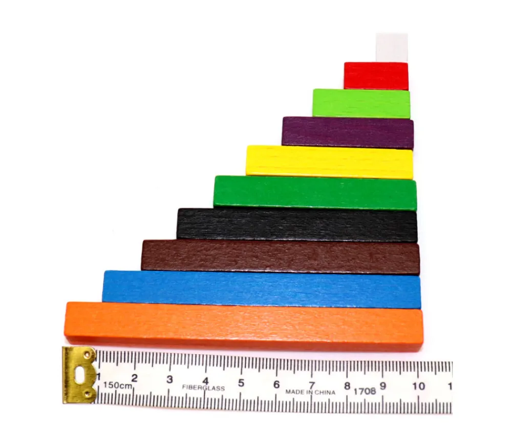 Tout Pour le Jeu 10 bâtonnets colorés bois de 1 à 10 cm - Cuisenaire set élève