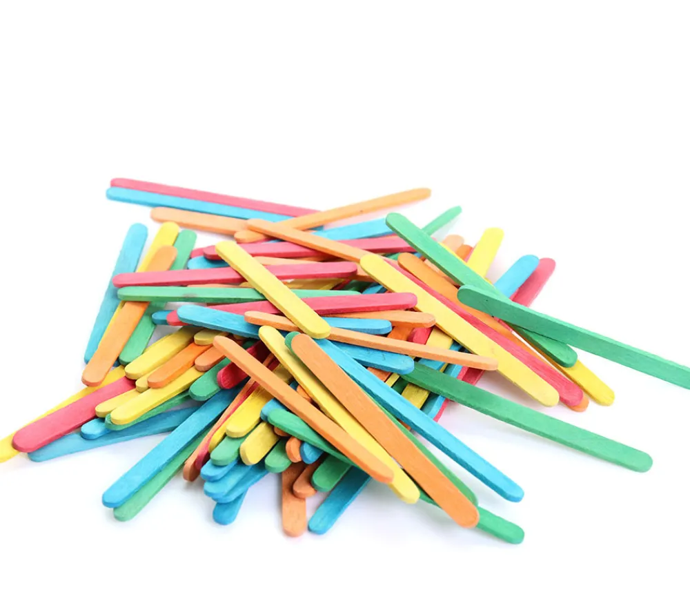Tout Pour le Jeu 100 bâtonnets esquimaux colorés 7.5 cm bois bricolage et jeux