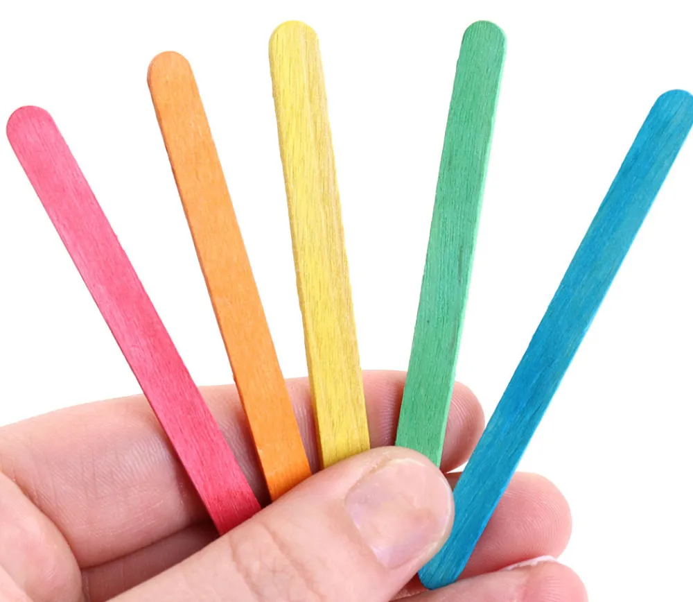 Tout Pour le Jeu 100 bâtonnets esquimaux colorés 7.5 cm bois bricolage et jeux