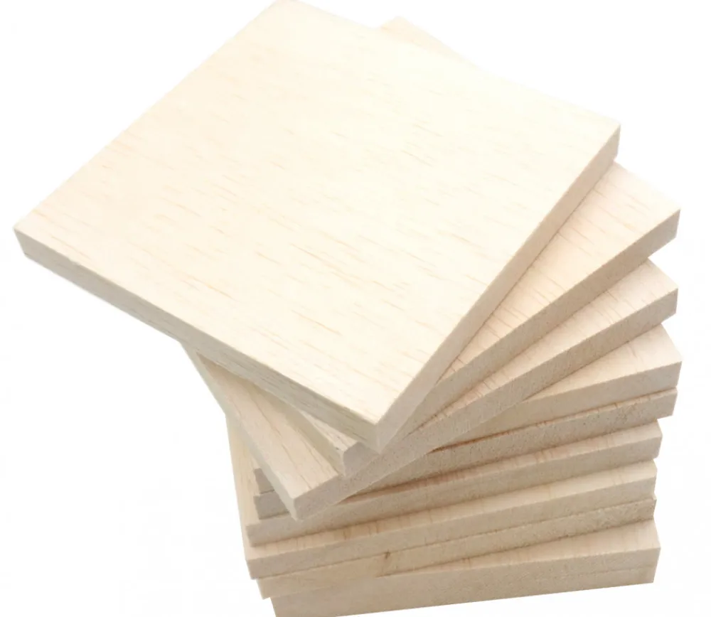 Tout Pour le Jeu 10 carrés bois naturel 10 x 10 cm avec 10 modèles - balsa