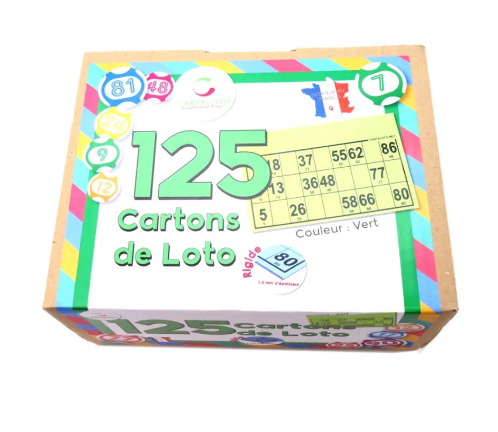 Tout Pour le Jeu 125 Cartons loto carton rigides format standard