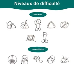 Tout Pour le Jeu 30 Casses-Têtes en métal 4 à 9 cm
