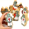 Tout Pour le Jeu 6 chevaliers en bois rouges et blancs - Figurines de jeux