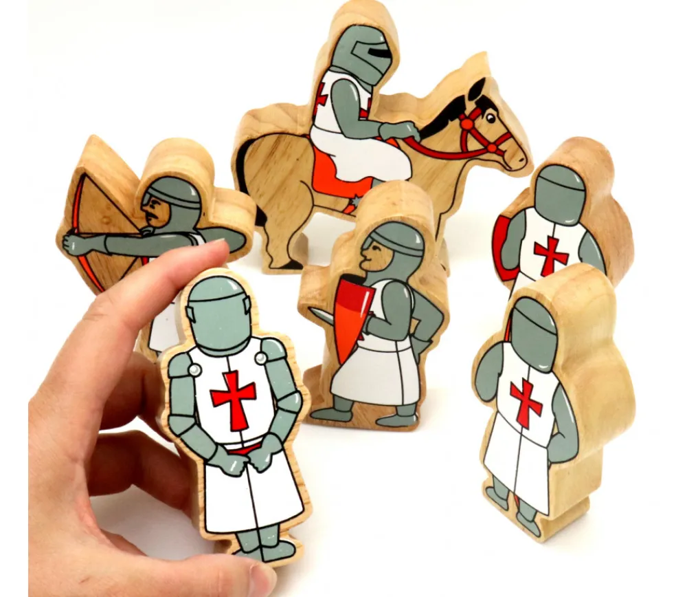 Tout Pour le Jeu 6 chevaliers en bois rouges et blancs - Figurines de jeux