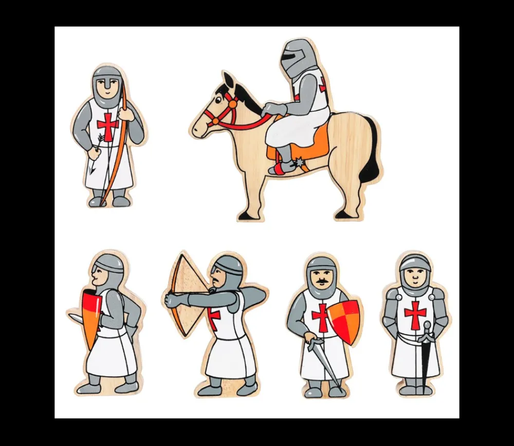 Tout Pour le Jeu 6 chevaliers en bois rouges et blancs - Figurines de jeux