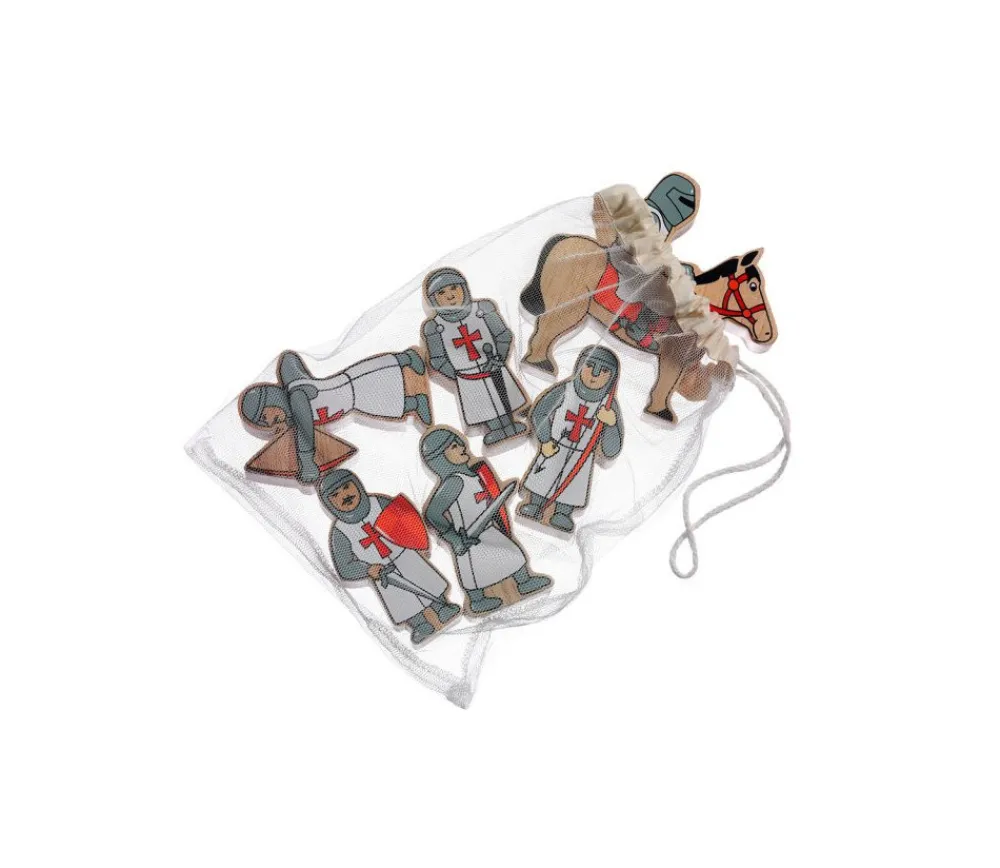 Tout Pour le Jeu 6 chevaliers en bois rouges et blancs - Figurines de jeux