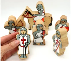 Tout Pour le Jeu 6 chevaliers en bois rouges et blancs - Figurines de jeux