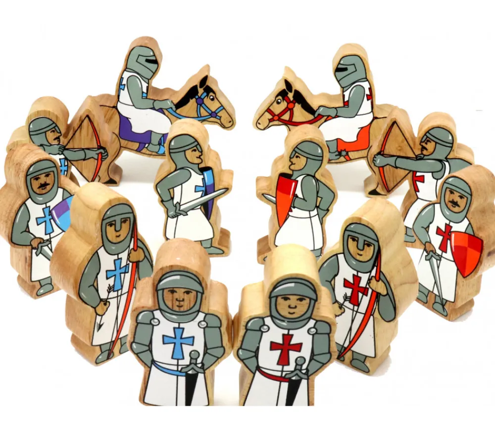 Tout Pour le Jeu 6 chevaliers en bois rouges et blancs - Figurines de jeux