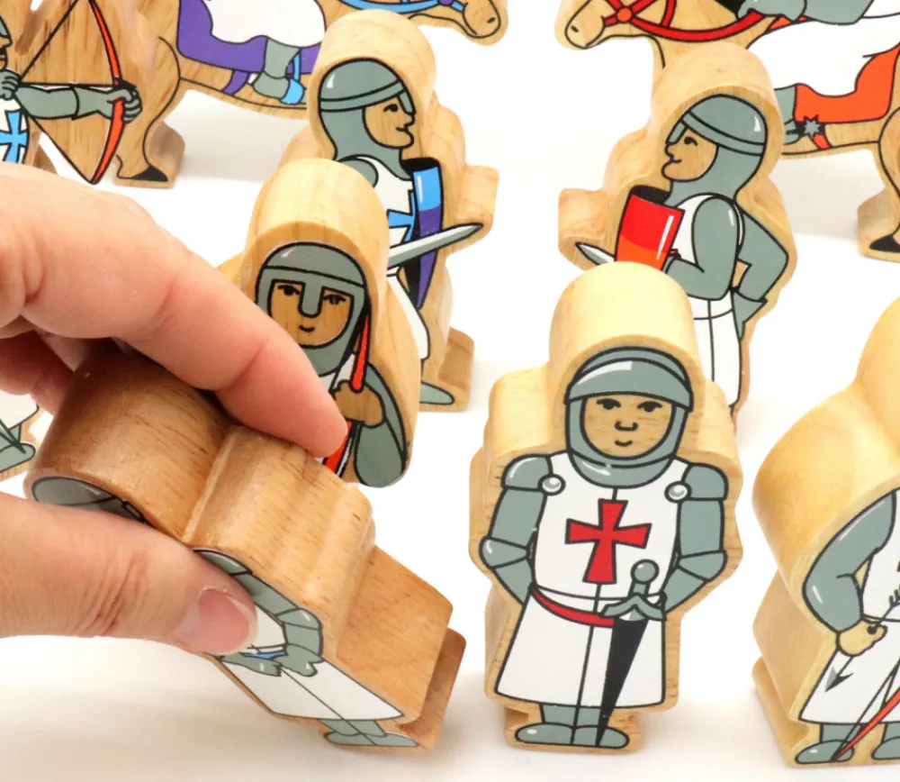 Tout Pour le Jeu 6 chevaliers en bois rouges et blancs - Figurines de jeux