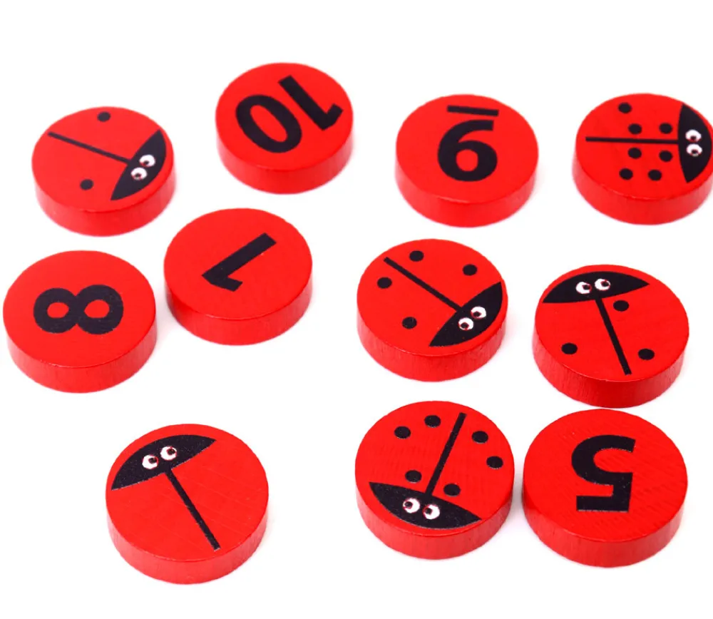 Tout Pour le Jeu 11 coccinelles 0 à 10 en bois pour compter