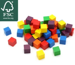 Tout Pour le Jeu 30 Cubes 2.5 x 2.5 cm en bois multicolores - 5 x 6 couleurs - 25 mm
