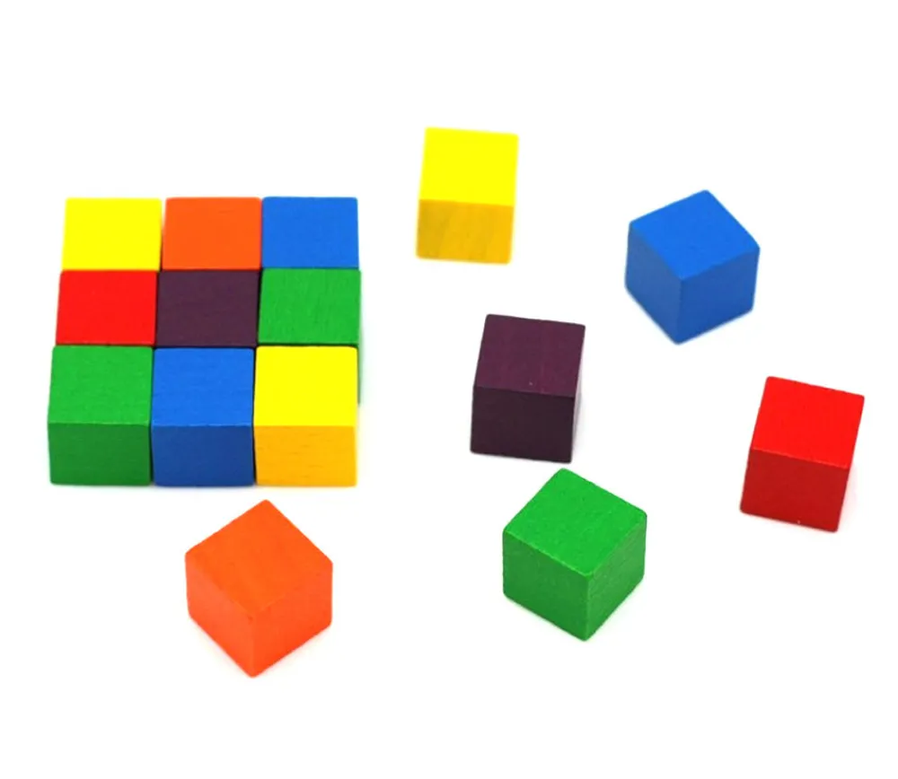 Tout Pour le Jeu 30 Cubes 2.5 x 2.5 cm en bois multicolores - 5 x 6 couleurs - 25 mm