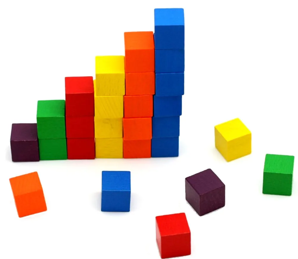 Tout Pour le Jeu 30 Cubes 2.5 x 2.5 cm en bois multicolores - 5 x 6 couleurs - 25 mm