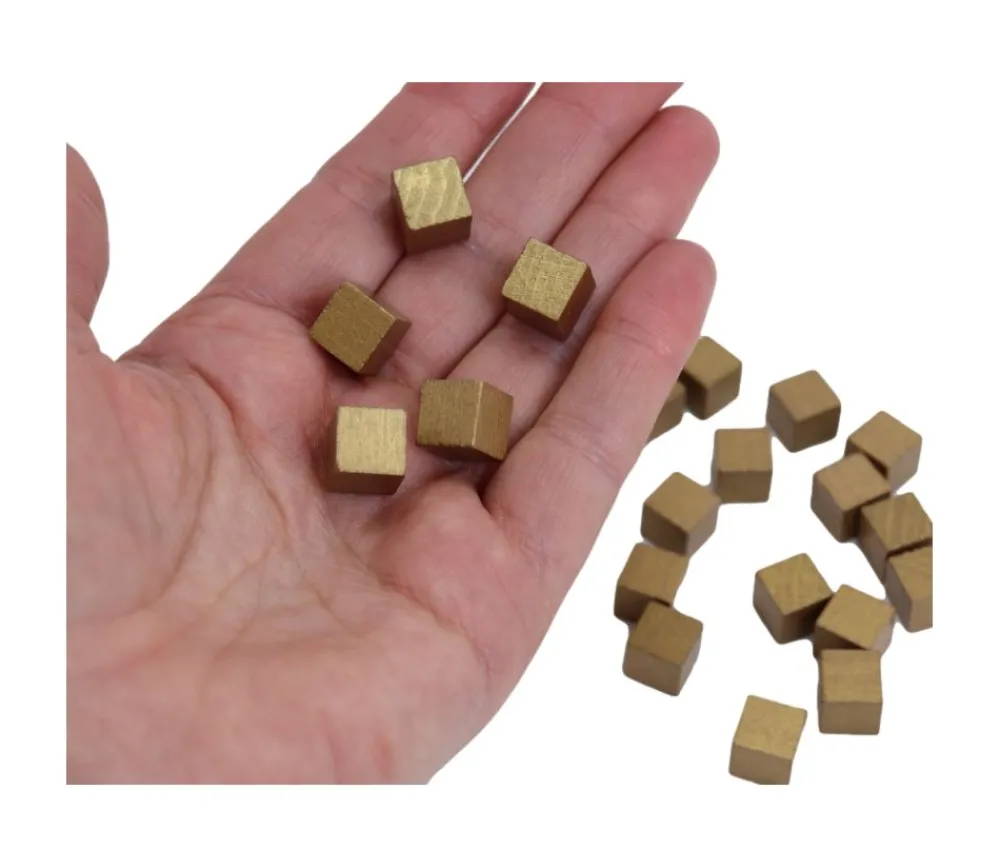 Tout Pour le Jeu 20 cubes en bois 1 cm dorés or