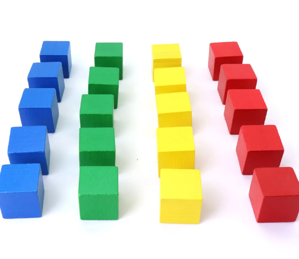 Tout Pour le Jeu 20 Cubes en bois 3 cm multicolores 4 couleurs
